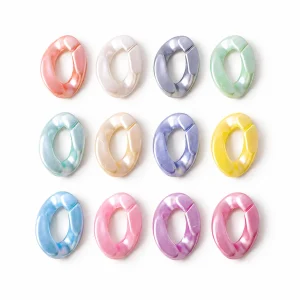 Twelve color options of loose pearlescent acrylic open chain links