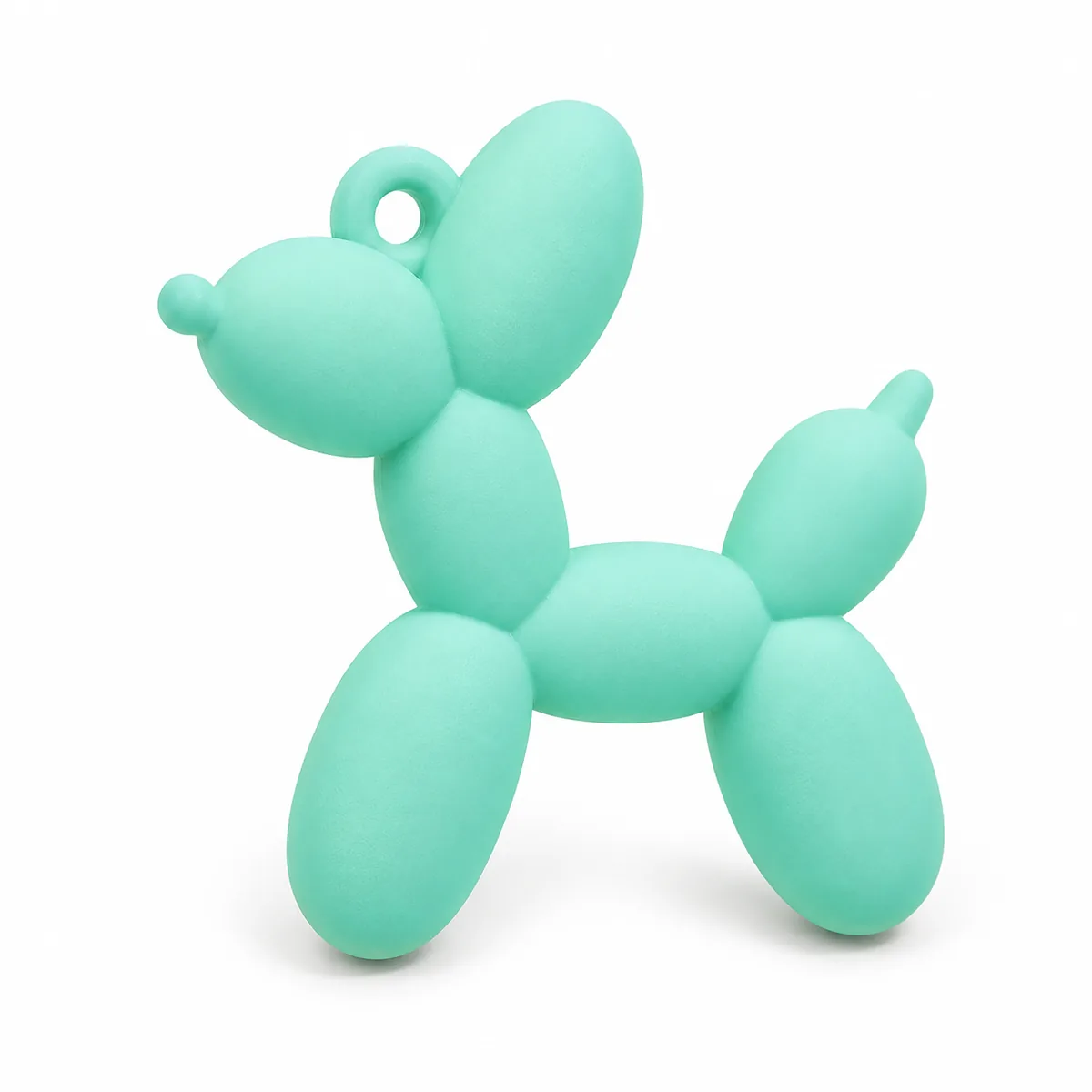 Light Green matte acrylic balloon-dog charm with molded hanging loop