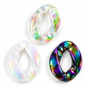 Clear, White and Black iridescent acrylic open links