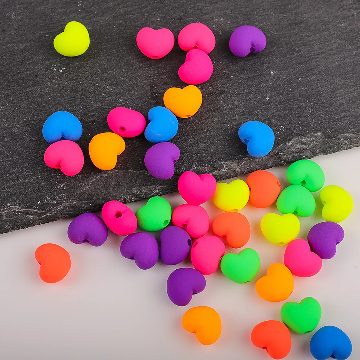 Mixed Colors Neon acrylic heart beads, selected photographed option
