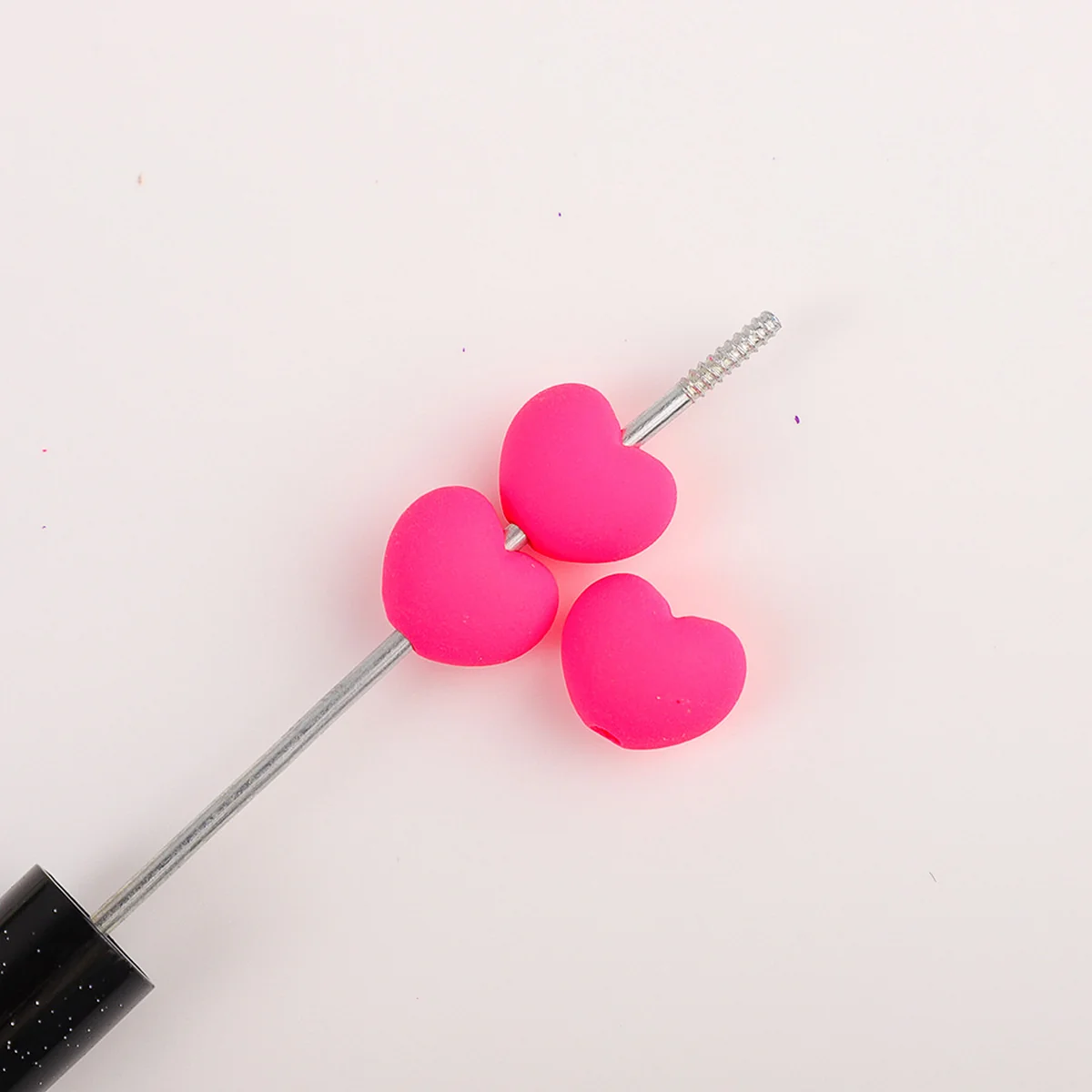 Hot Pink Neon acrylic heart beads, selected photographed option