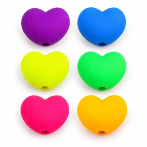 Six single-color options for rounded neon acrylic heart beads