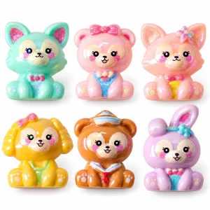 Iridescent Seated Animal Acrylic Beads representative assortment