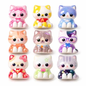 Printed Kitten Acrylic Beads representative color options