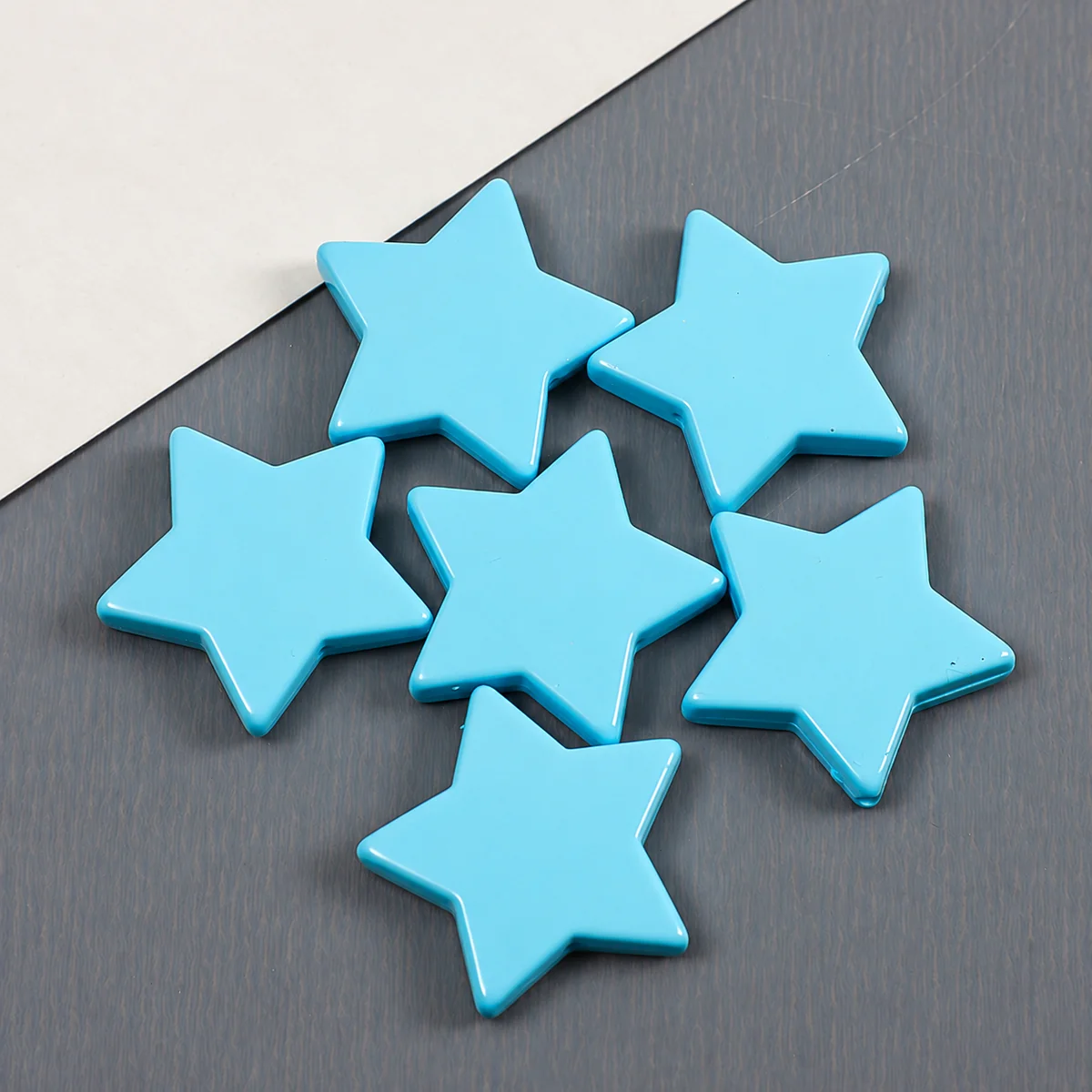 Sky Blue Flat Star Acrylic Beads, actual option photograph