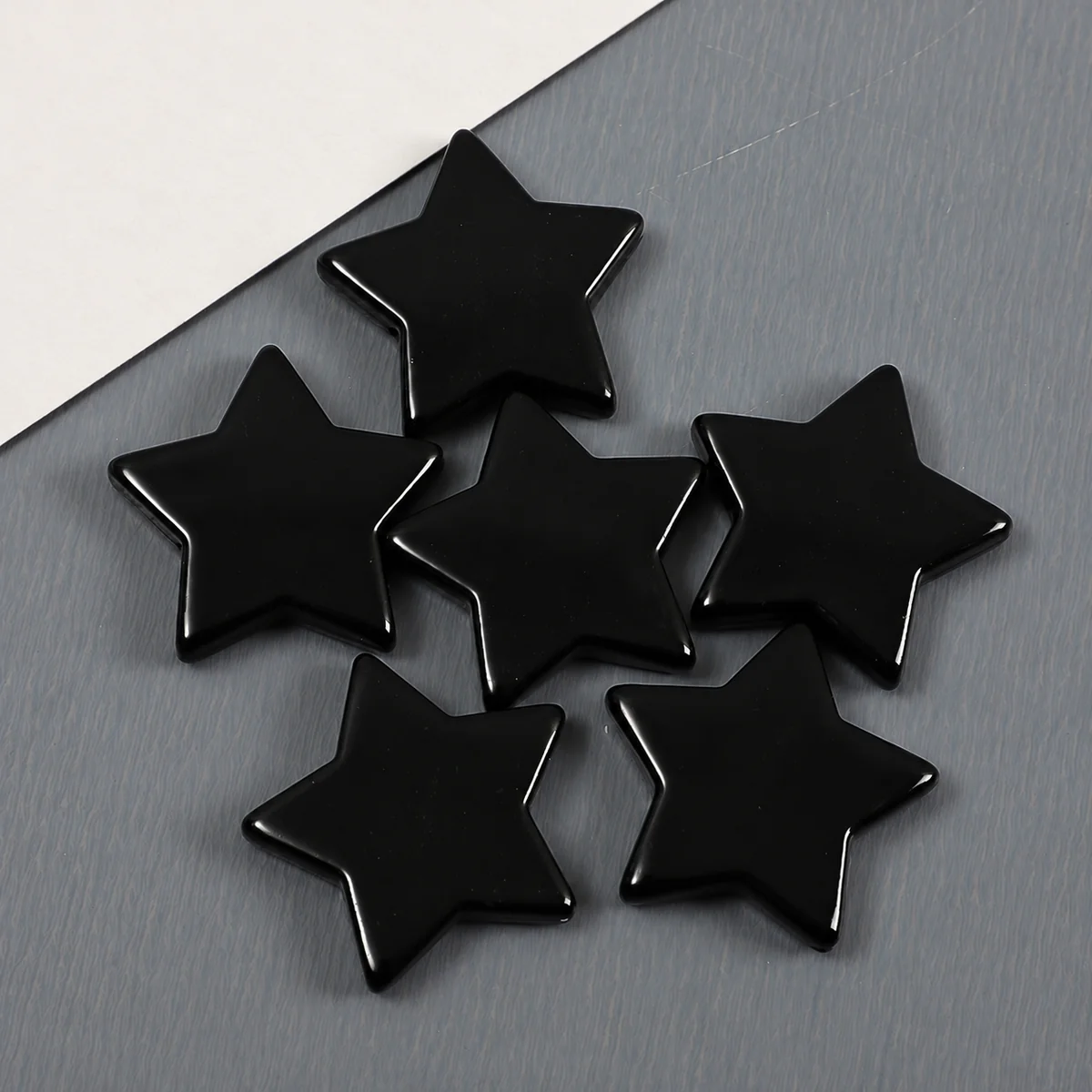 Black Flat Star Acrylic Beads, actual option photograph