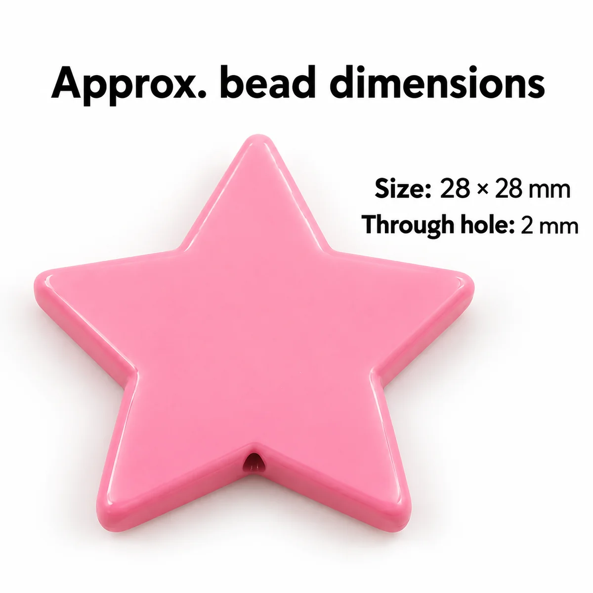 Approx. 28 × 28 mm overall; hole 2 mm