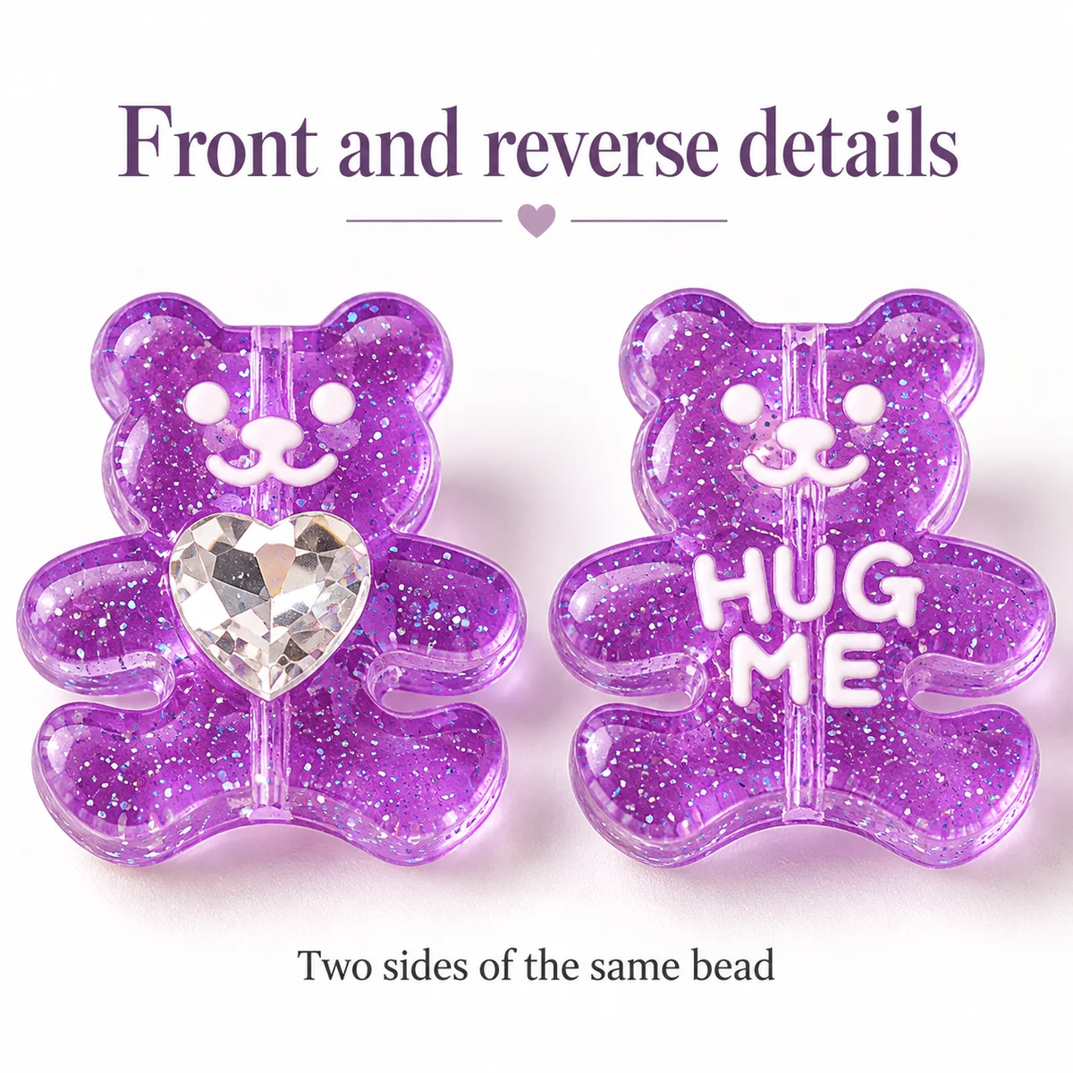 Heart rhinestone front and printed reverse