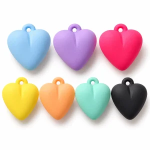 Matte Puffy Heart Acrylic Charms representative colors