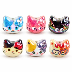 Iridescent Cat Head Acrylic Beads representative appearance