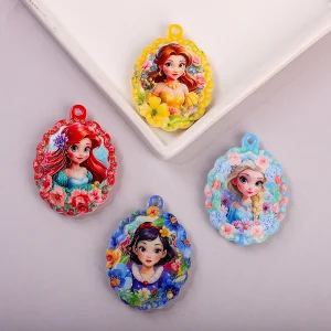 Floral Princess Acrylic Pendant Charms representative appearance