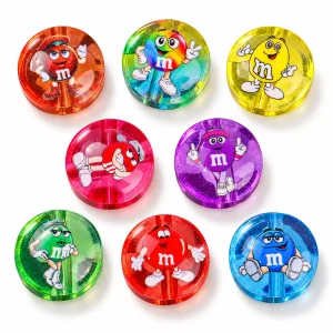 M Character Printed Acrylic Coin Beads representative appearance