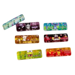Three-hole printed acrylic rectangular beads, actual photograph with three parallel openings visible