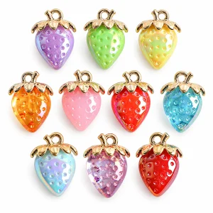 Iridescent Strawberry Acrylic Charms representative appearance