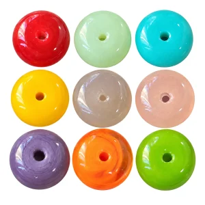 Representative color options for 10 mm glass rondelle beads on white