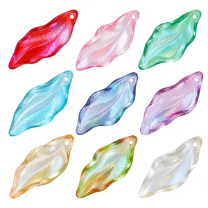 Representative glass leaf bead color options on white