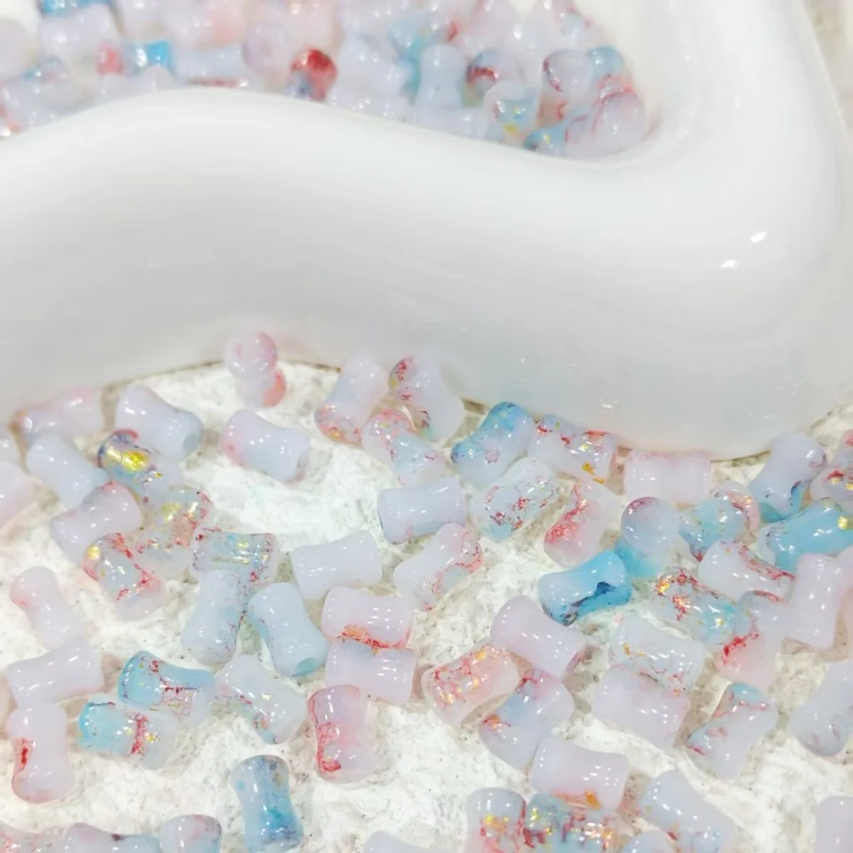 Pink & Blue 6 × 3 mm glass tube beads, selected color option