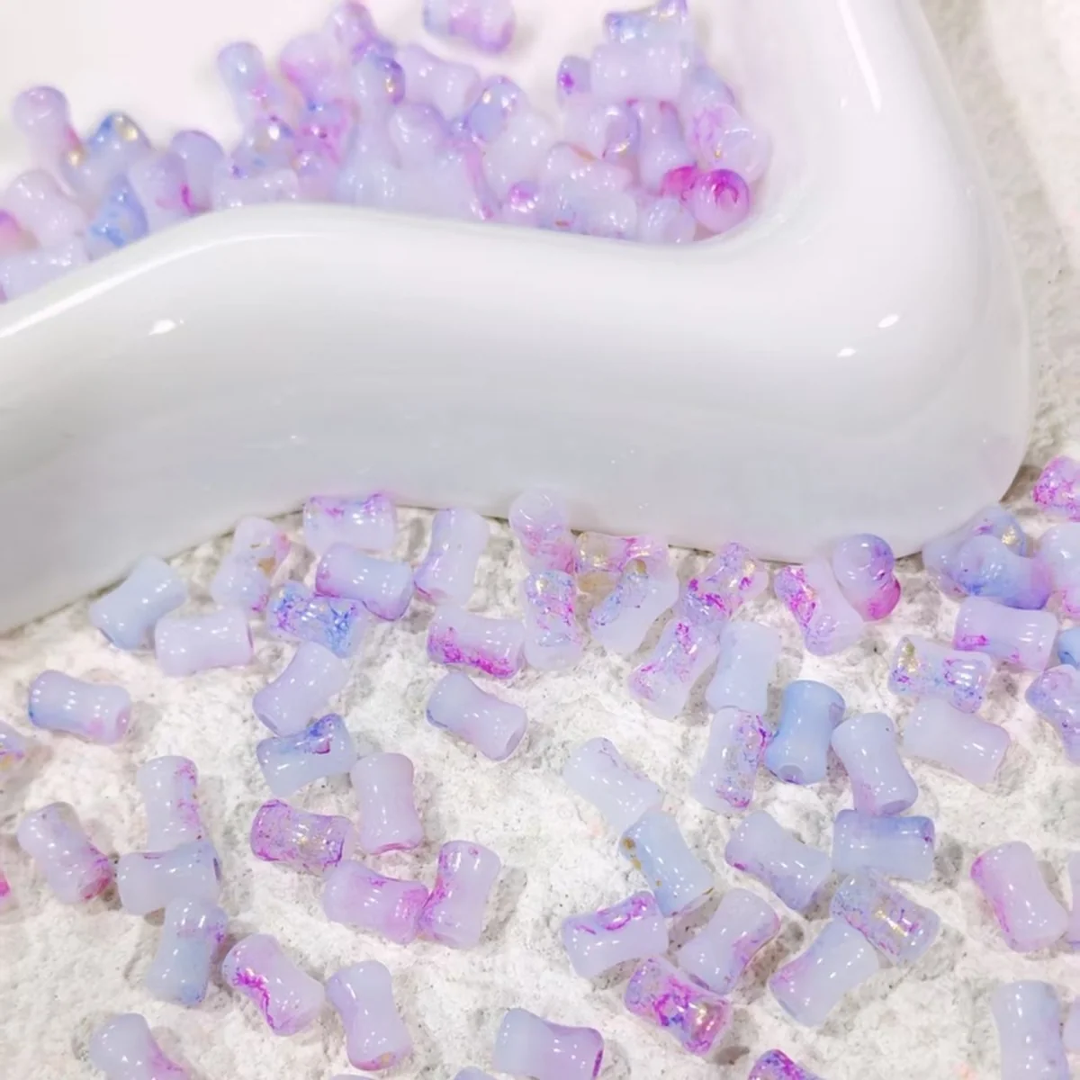 Purple 6 × 3 mm glass tube beads, selected color option