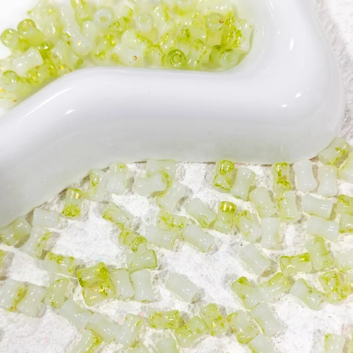 Lime Green 6 × 3 mm glass tube beads, selected color option