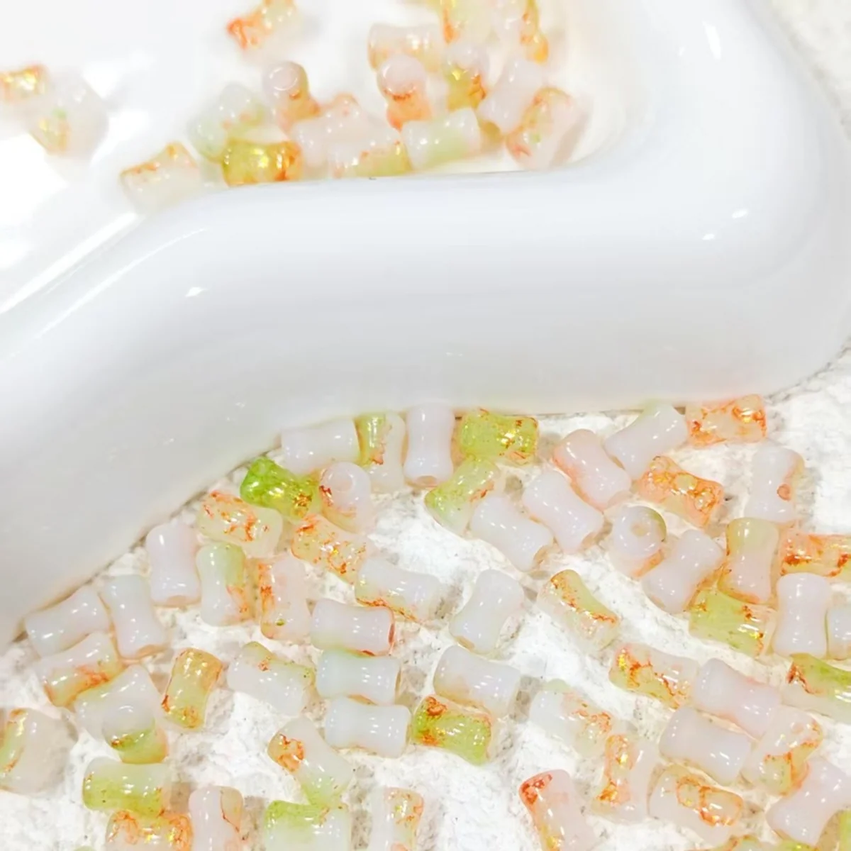 Green & Orange 6 × 3 mm glass tube beads, selected color option