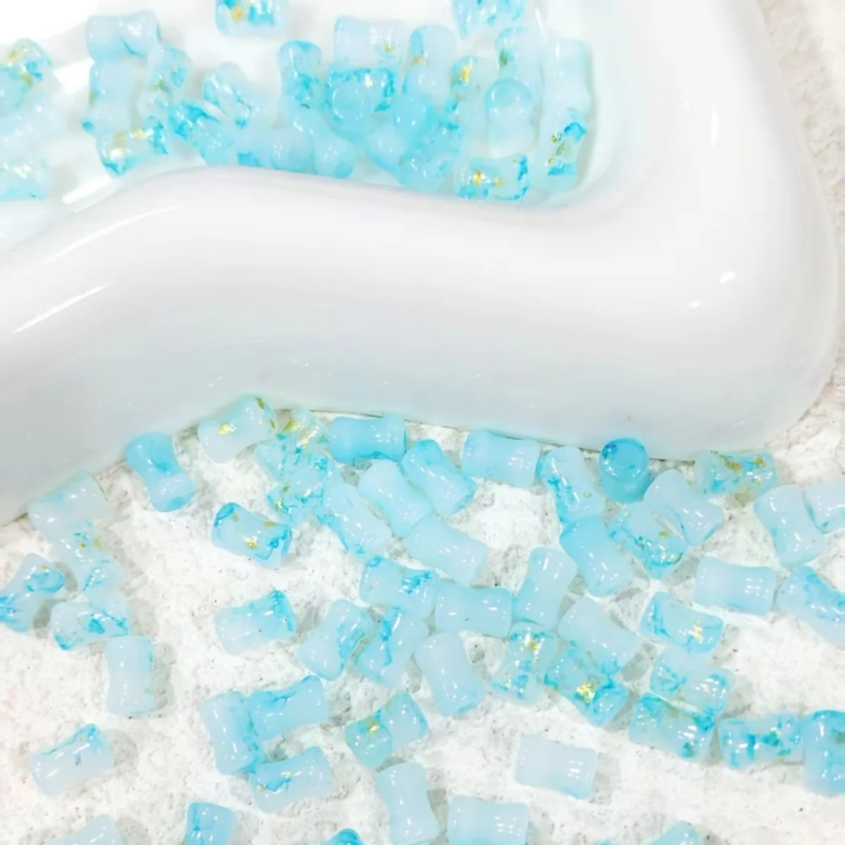 Aqua 6 × 3 mm glass tube beads, selected color option