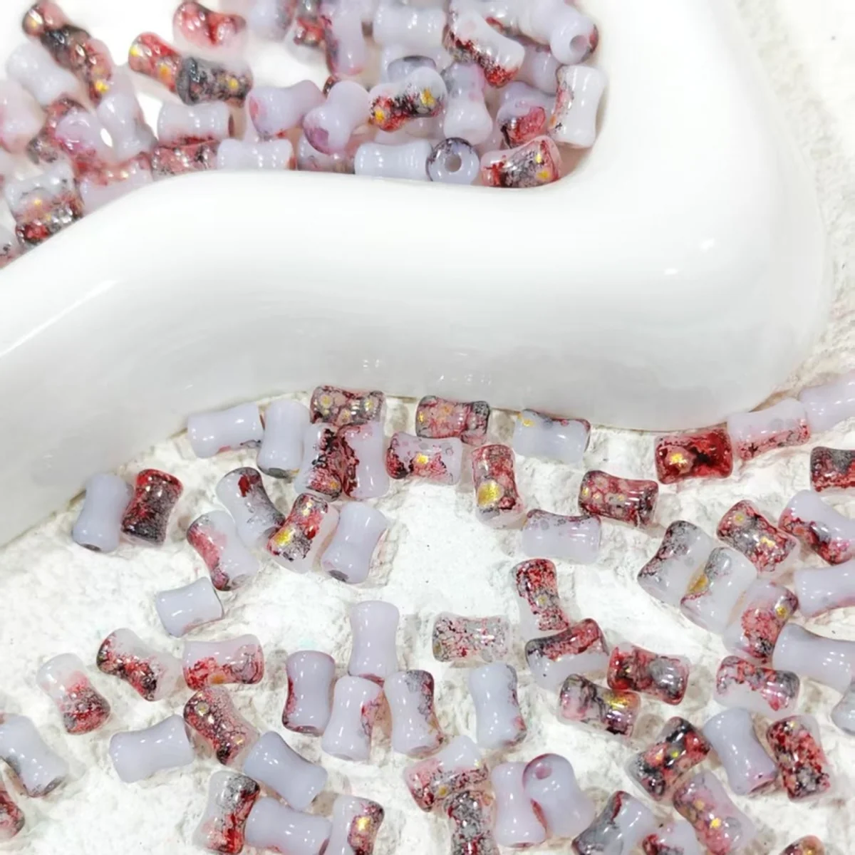 Burgundy 6 × 3 mm glass tube beads, selected color option