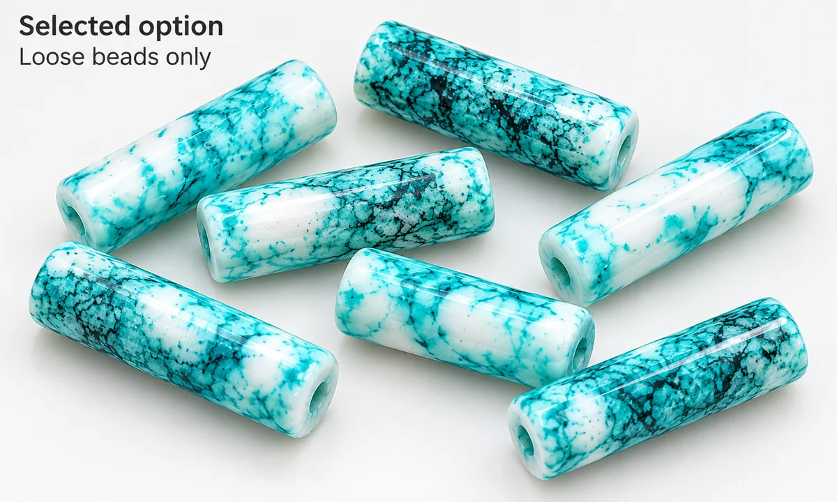 Une option sélectionnée de perles en tube de verre marbré