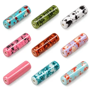 Nine color options for mottled glass tube beads