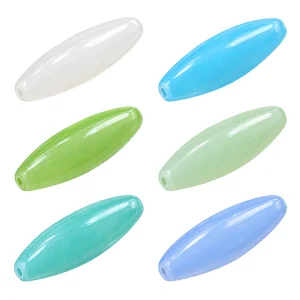 Six color options for milky translucent glass spindle beads