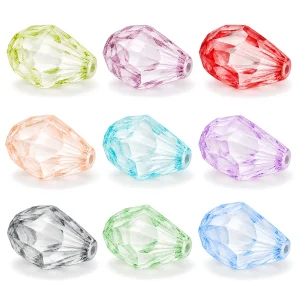 Nine color options for faceted glass teardrop beads