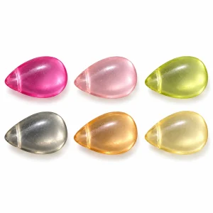 Lightly frosted glass teardrop beads in six color options