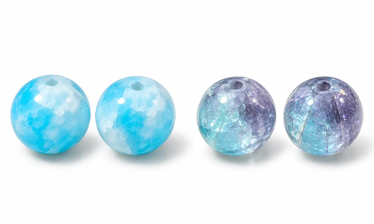 Round Crackle Glass Beads representative color and surface detail