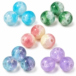 Round Crackle Glass Beads color options