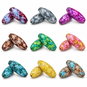 Marbled Glass Spindle Beads color options