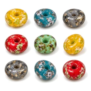 Picasso-Style Glass Rondelle Beads representative available colors