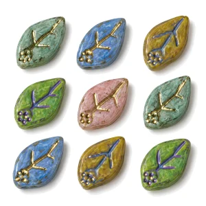 Picasso-Style Glass Leaf Beads representative available colors