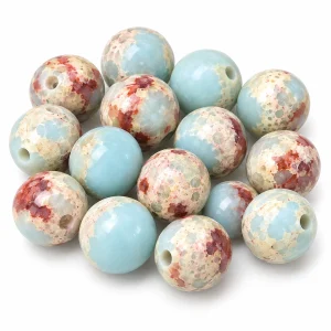 Aqua Synthetic Snakeskin-Pattern Round Beads representative appearance