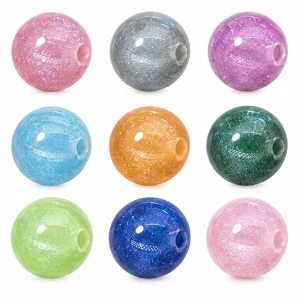 Fine Glitter Resin Round Beads in representative color options