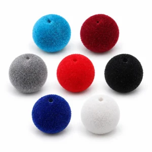 Flocked Resin Round Beads in representative color options