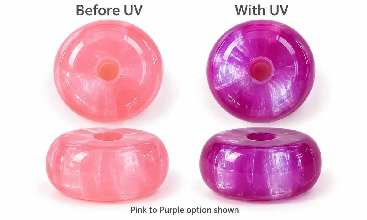 Lihat warna sebelum dan dengan UV