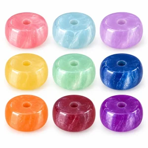 UV Color-Changing Resin Rondelle Beads in representative colors
