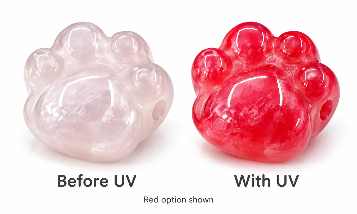 Ein Pfotenumriss, der sich unter UV-Strahlung verändert