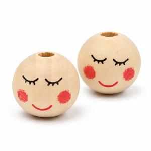 Smiling Face Wooden Beads available styles