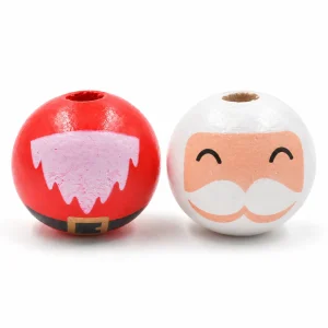 Santa Printed Wooden Beads available styles